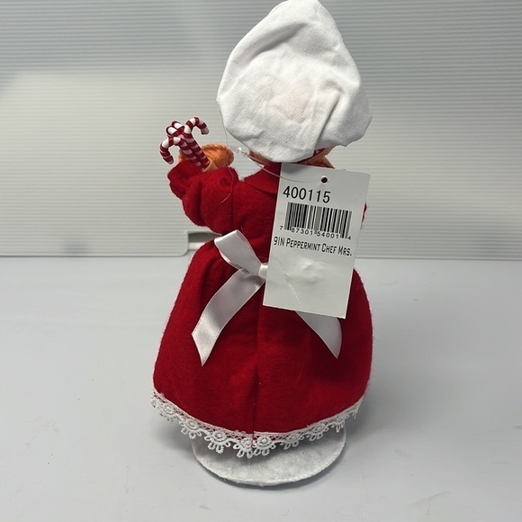Annalee Doll Mrs Santa Peppermint Chef 9” Tags Christmas Candy Canes NWT - Picture 5 of 11